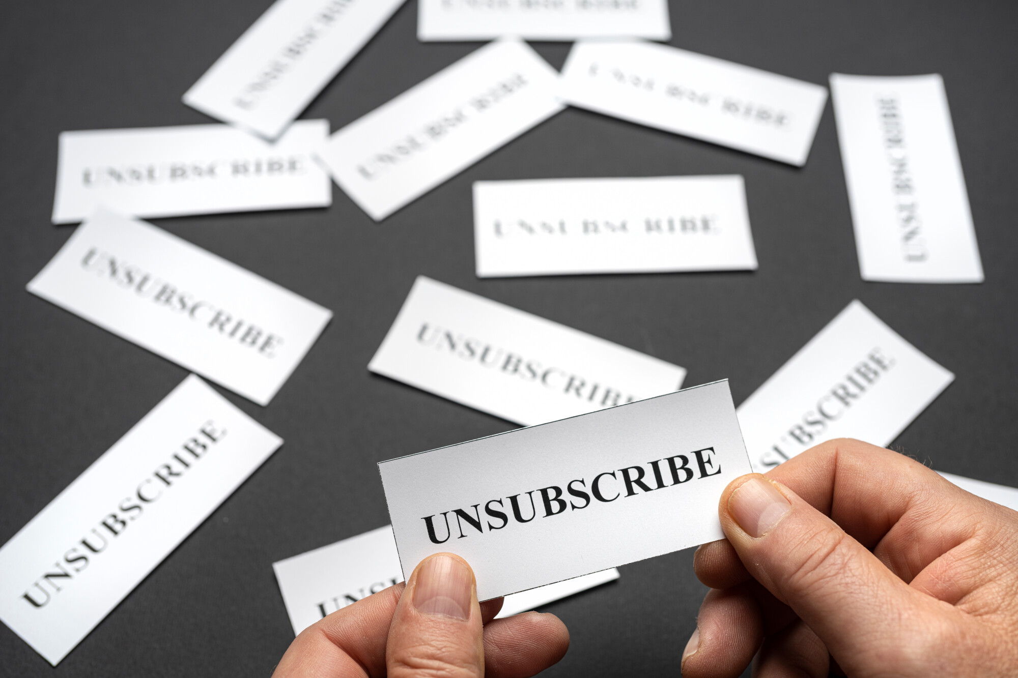 Paper that reads unsubscribe