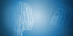 AI protection and cyber security. Modern safety digital background